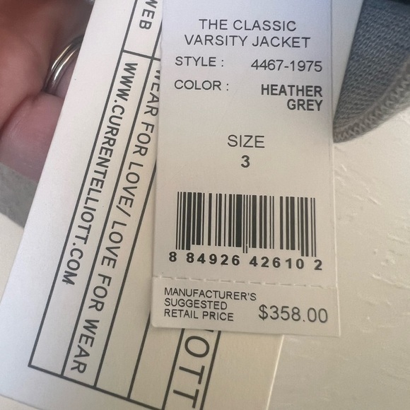 NWT Current/ElliottThe Classic Varsity jacket size 3 Large - Picture 6 of 8